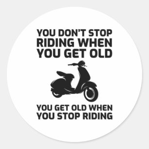 Scooter Rider Scootering Motorbike Moped Bike Classic Round Sticker