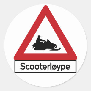 Scooter Track (1), Traffic Sign, Norway Classic Round Sticker