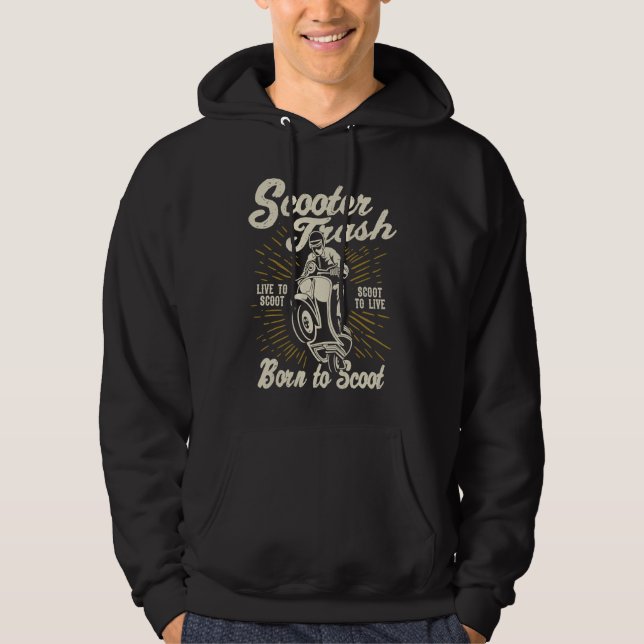 Scooter Trash Retro Distressed Style Scooter Humor Hoodie (Front)