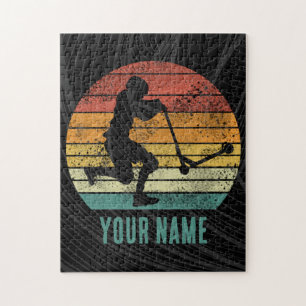 Scooter Vintage Sunset Retro E-Scooter Design Jigsaw Puzzle