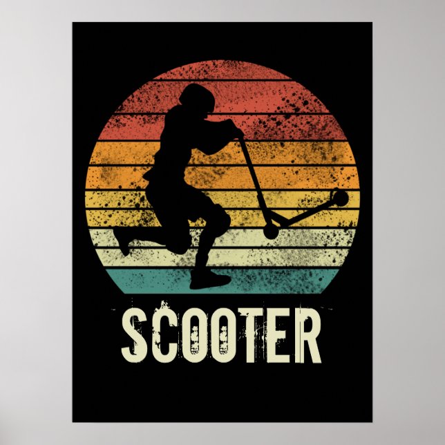 Scooter vintage sunset retro E-Scooter Poster (Front)