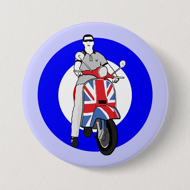 Scooterboy on uj scooter 3 inch round button (Front)