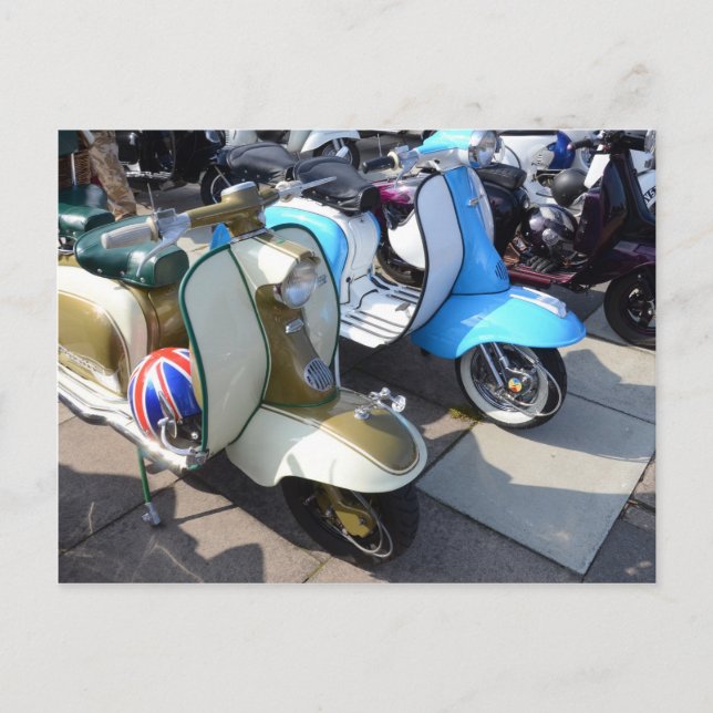 Scooters At A Meet Postcard (Front)