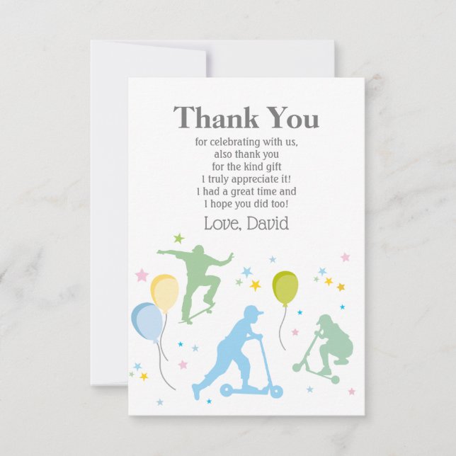 Scooters, Bikes, Skateboards, ride thank you card (Front)