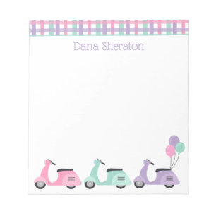 Scooters & Plaid Personalized Notepad