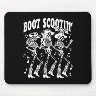 Scootin' Boogie Retro Western Skeleton Dancing Cow Mouse Pad