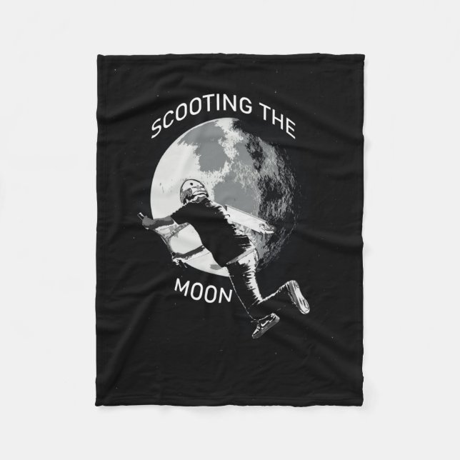 Scooting the Moon - Stunt Scooter Fleece Blanket (Front)