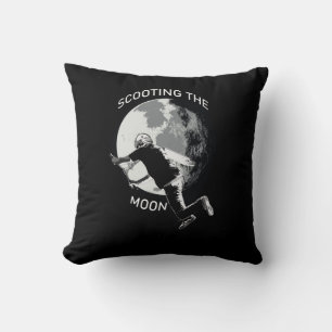 Scooting the Moon - Stunt Scooter Throw Pillow