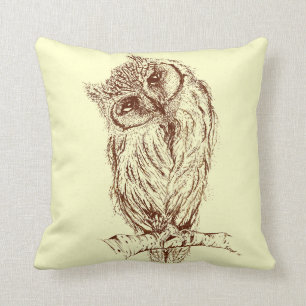 Scops owl by Inkspot Throw Pillow