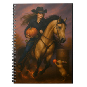 Scorching Fast Barrel Racing Team In Fall  Notebook