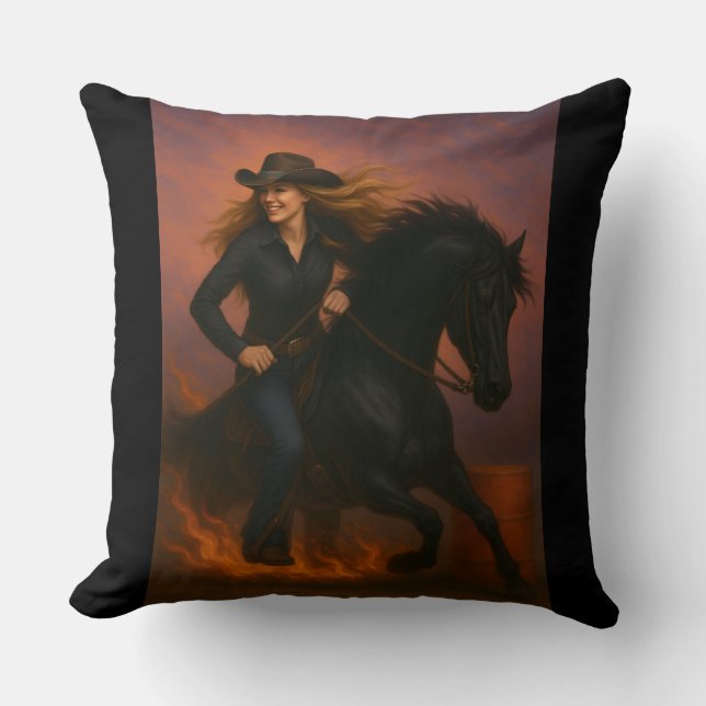 Scorching Fast Barrel Racing Team Throw Pillow (Front)