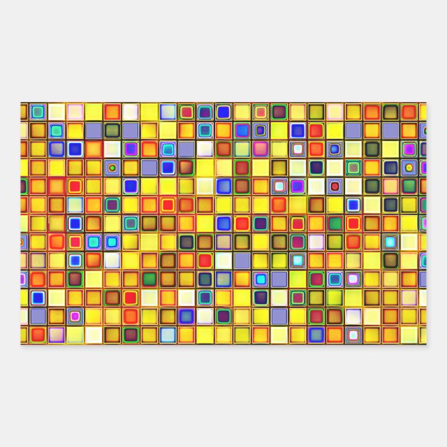 Scorching Yellow And Cool Blue Tiles Pattern Sticker (Front)
