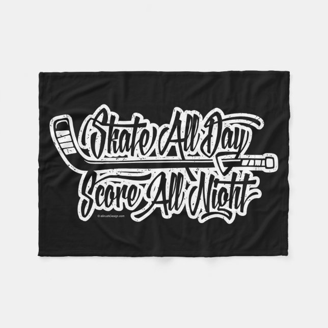 Score All Night (Hockey) Fleece Blanket (Front (Horizontal))