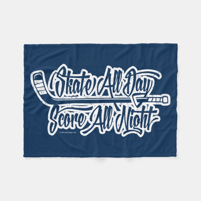 Score All Night (Hockey) Fleece Blanket (Front (Horizontal))