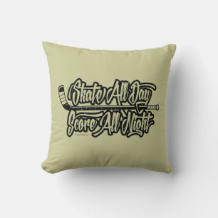 Score All Night (Hockey) Throw Pillow