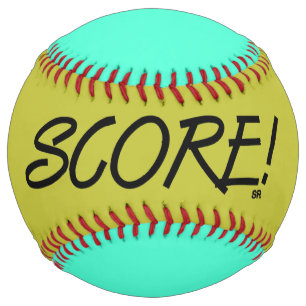 Score gold and teal softball