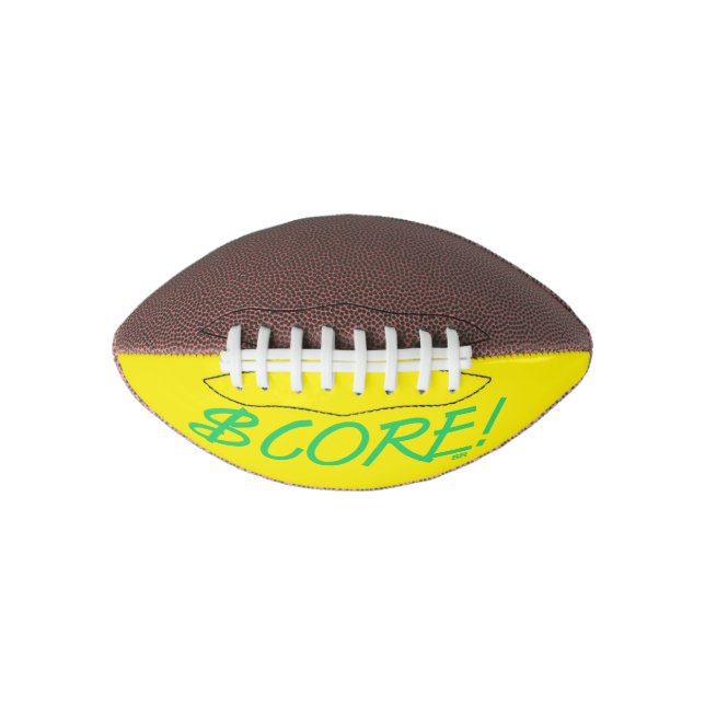 Score green and yellow dollar sign mini football (Front)