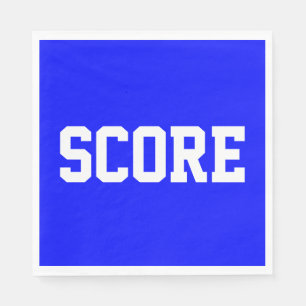 SCORE Sporty White Athletic Text On Royal Blue Napkin