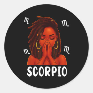 Scoro Loc'd Black Woman Pray Christian Zodiac Birt Classic Round Sticker