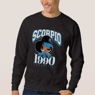 Scorpio 1990 Zodiac Queens Afro Astrology Birthday Sweatshirt