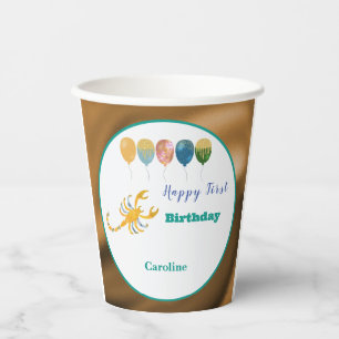 Scorpio 1st Birthday Gold Foil Elegant Zodiac Paper Cups