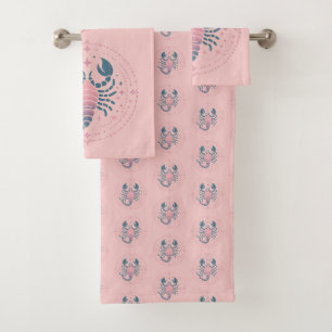 SCORPIO, Abstract Design of the Zodiac Sign,  Bath Towel Set