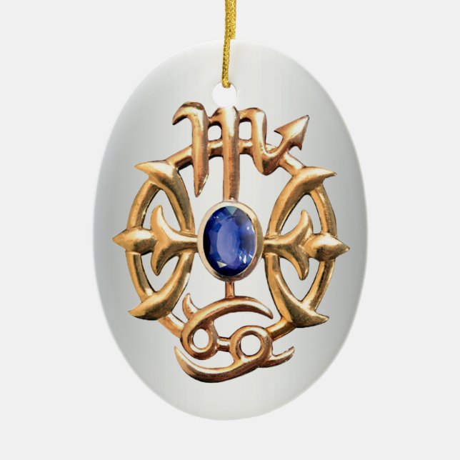 Scorpio and Pisces Medallion Ceramic Ornament (Front)