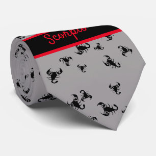 Scorpio Astrology Monogram Grey Black Scorpion Tie