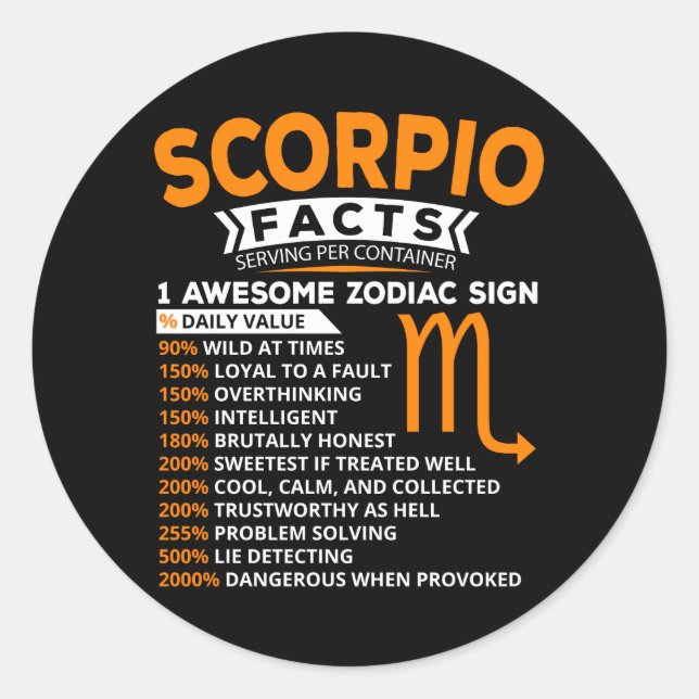 Scorpio Astrology Zodiac Sign Classic Round Sticker (Front)