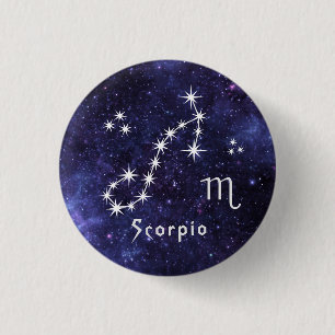 Scorpio Badge, Zodiac Horoscope Badge 1 Inch Round Button