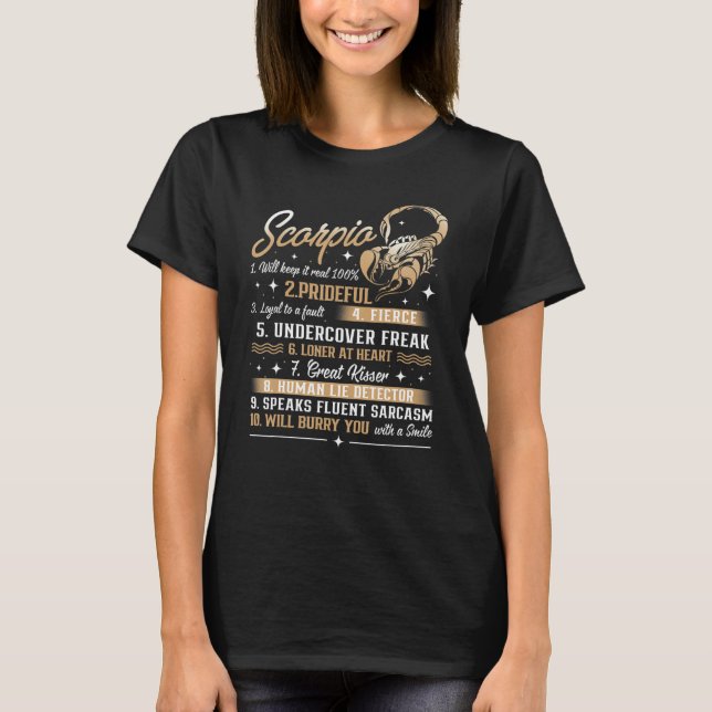 Scorpio Birthday Astrology Zodiac Sign Horoscope T-Shirt (Front)