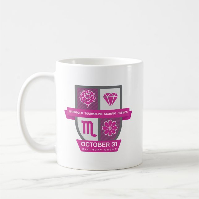 Scorpio Birthday Crest™ for October 24-31 Mug (Left)