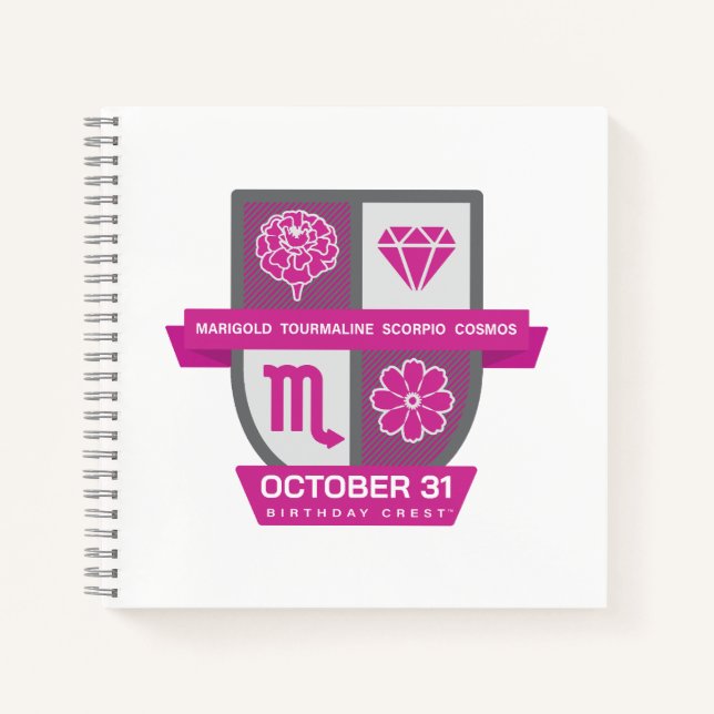 Scorpio Birthday Crest™ for October 24-31 Notebook (Front)