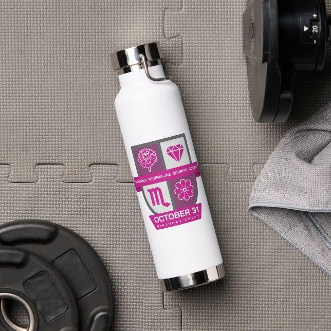 Scorpio Birthday Crest™ for October 24-31 Water Bottle (Gym (Rotated))