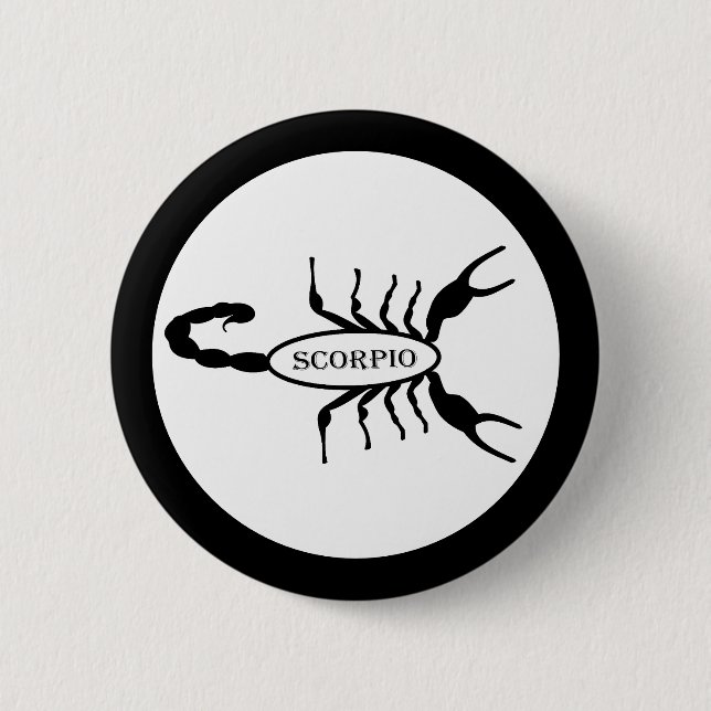 Scorpio Black Scorpion Star Sign 2 Inch Round Button (Front)