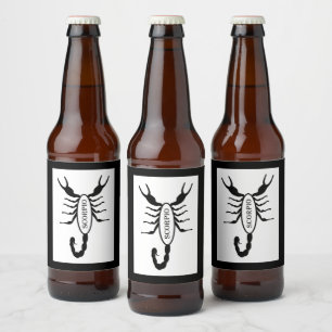 Scorpio Black Scorpion Star Sign Beer Bottle Label