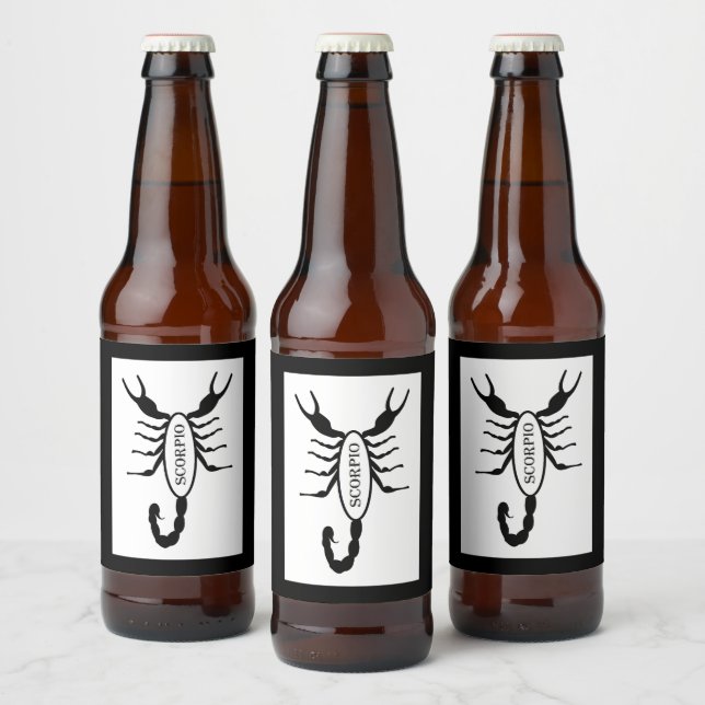 Scorpio Black Scorpion Star Sign Beer Bottle Label (Bottles)