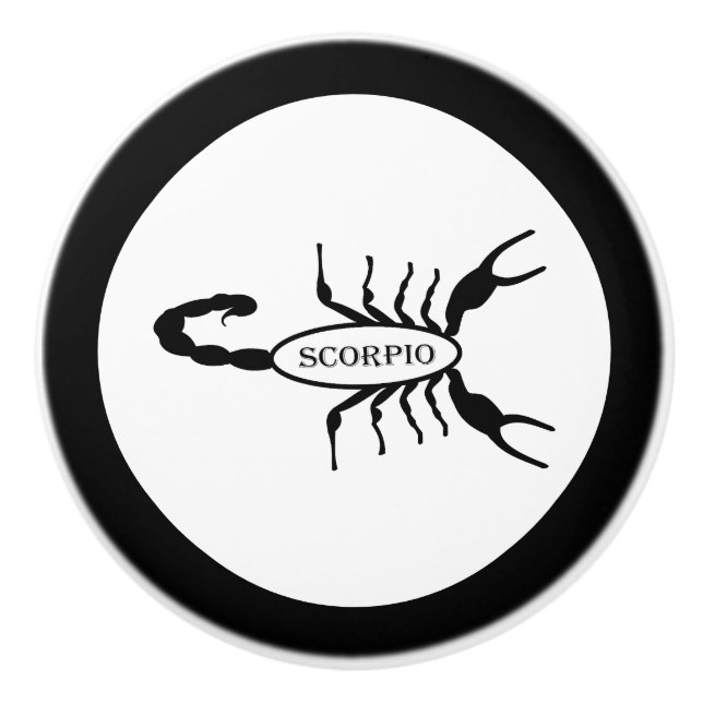 Scorpio Black Scorpion Star Sign Ceramic Knob (Front)