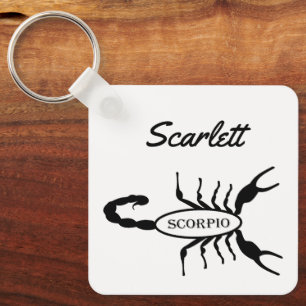 Scorpio Black Scorpion Star Sign Custom Birthday Keychain