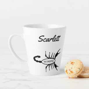 Scorpio Black Scorpion Star Sign Custom Name Latte Mug