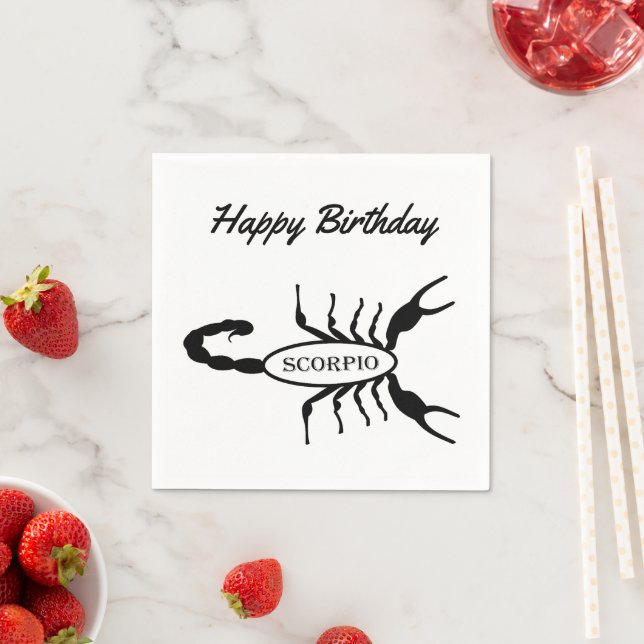 Scorpio Black Scorpion Star Sign Custom Napkin (Insitu)