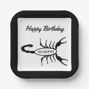 Scorpio Black Scorpion Star Sign Custom Paper Plate