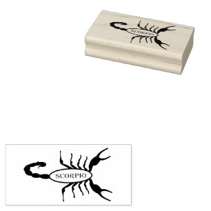 Scorpio Black Scorpion Star Sign Rubber Stamp