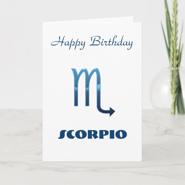 Scorpio bleu Zodiac Carte d'anniversaire (Devant)