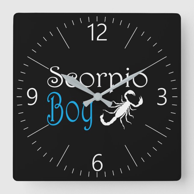 Scorpio boy square wall clock (Front)
