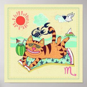 Scorpio Cat Zodiac Nursery Print