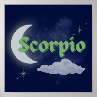 Scorpio Celestial Moon Cloud Stars Astrology Art