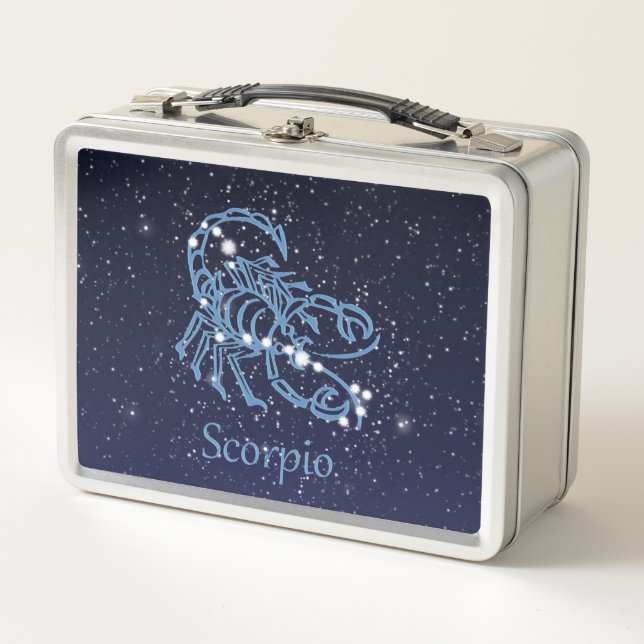 Scorpio Constellation and Zodiac Sign with Stars Metal Lunch Box (Front)