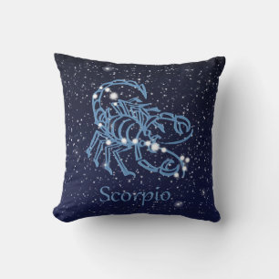 Scorpio Constellation and Zodiac Sign with Stars Throw Pillow