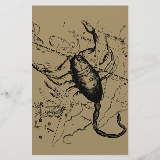 Scorpio Constellation Hevelius 1690 Decor Stationery (Front)